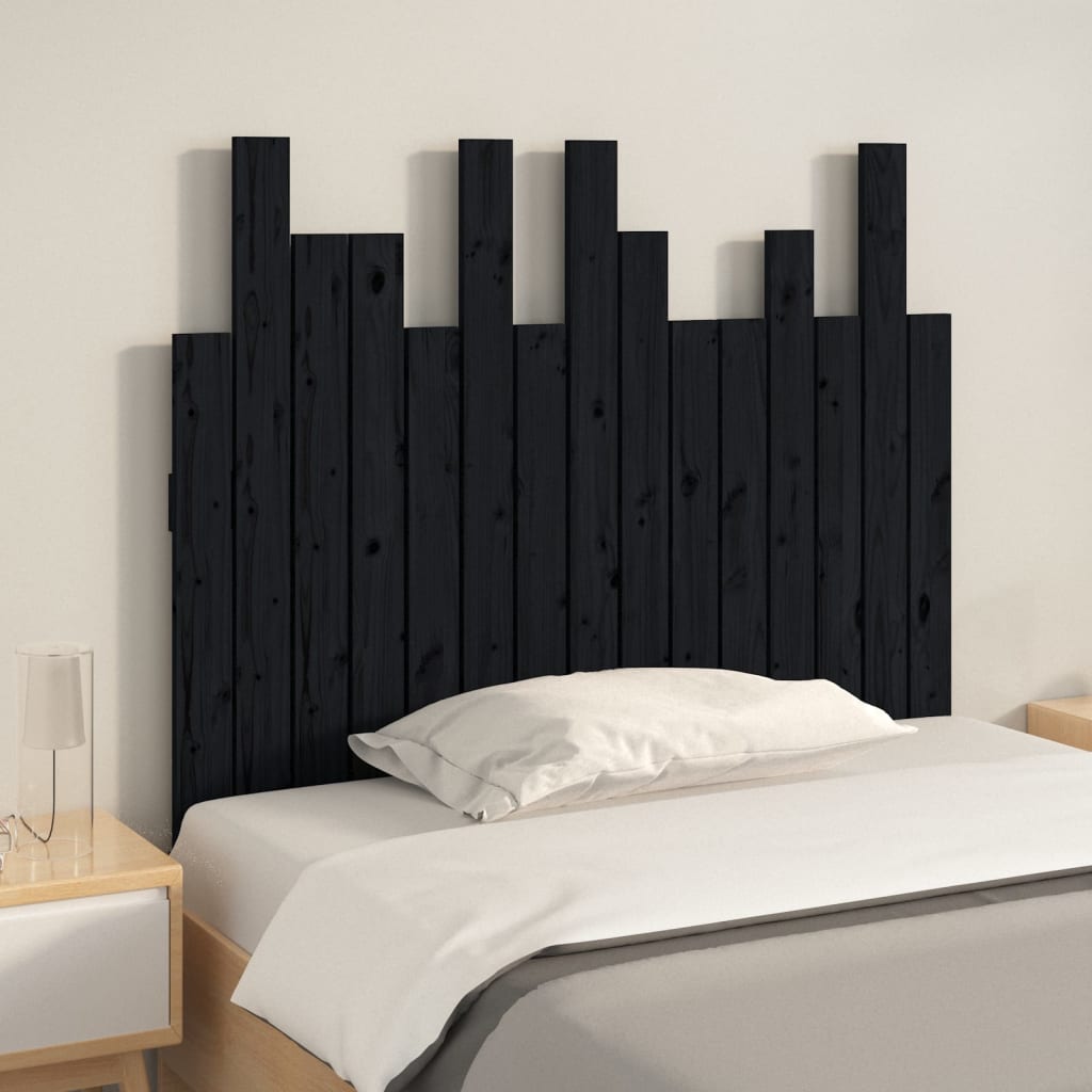 Tête de lit murale Noir 95,5x3x80 cm Bois massif de pin Têtes et pieds de lit vidaXL   