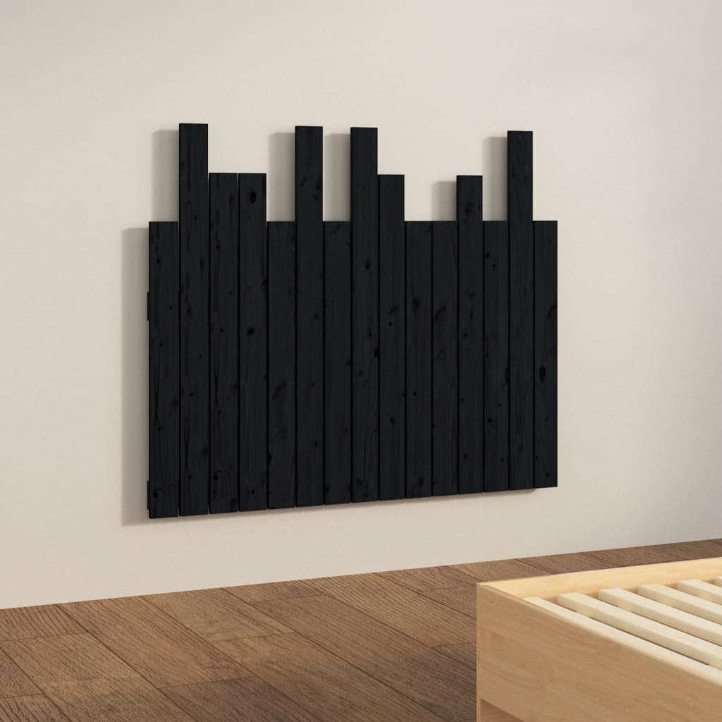 Tête de lit murale Noir 95,5x3x80 cm Bois massif de pin Têtes et pieds de lit vidaXL   