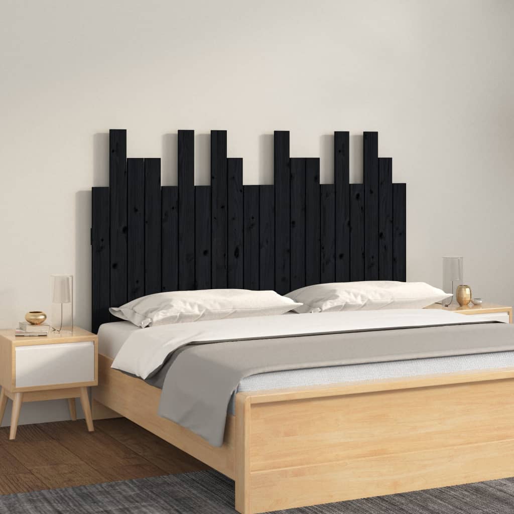 Tête de lit murale Noir 127,5x3x80 cm Bois massif de pin Têtes et pieds de lit vidaXL   