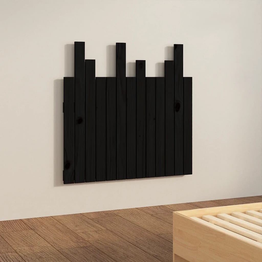 Tête de lit murale Noir 82,5x3x80 cm Bois massif de pin Têtes et pieds de lit vidaXL   