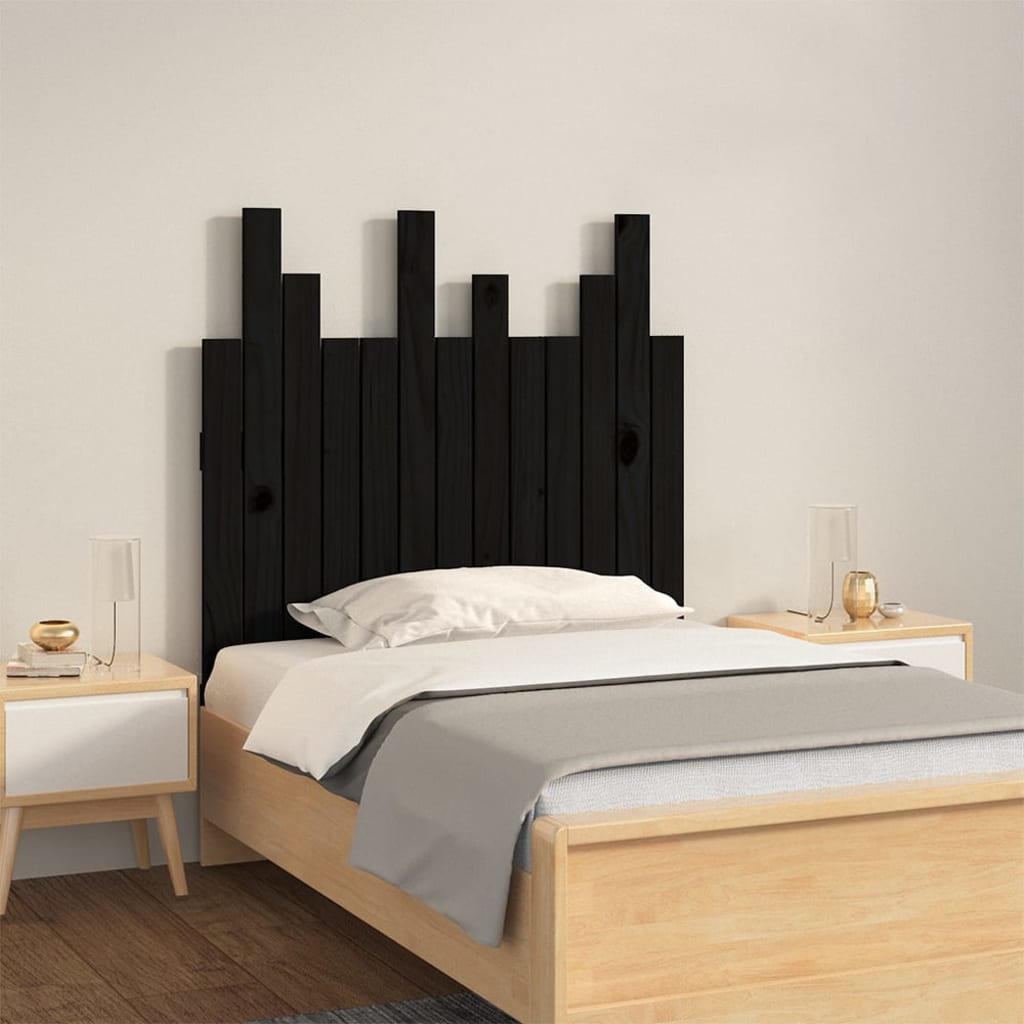 Tête de lit murale Noir 82,5x3x80 cm Bois massif de pin Têtes et pieds de lit vidaXL   