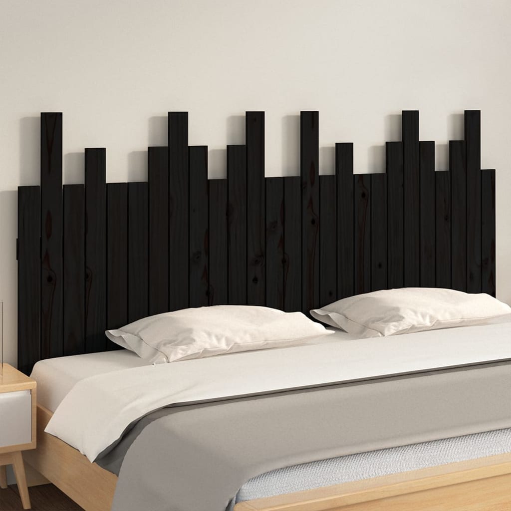 Tête de lit murale Noir 166x3x80 cm Bois massif de pin Têtes et pieds de lit vidaXL   