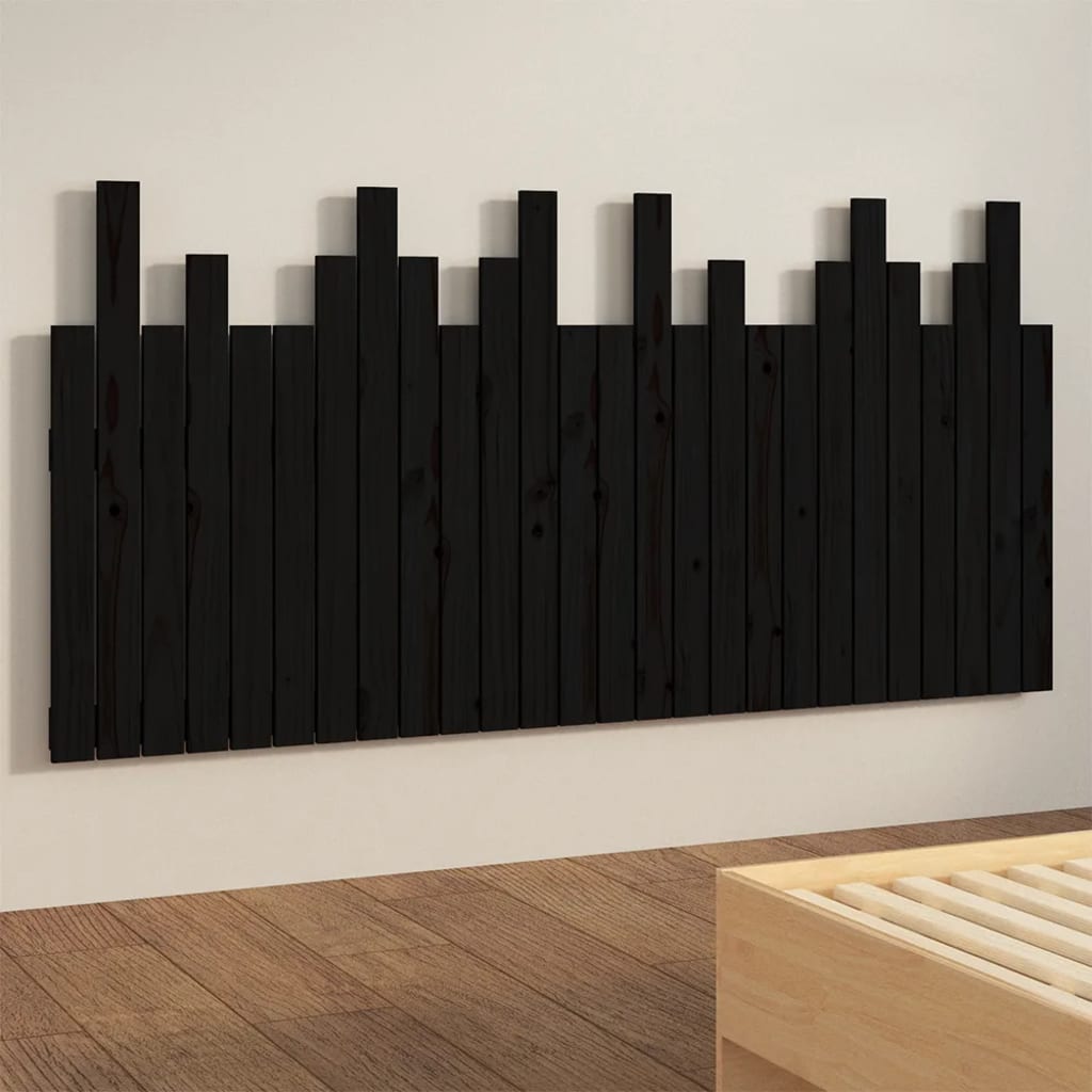 Tête de lit murale Noir 166x3x80 cm Bois massif de pin Têtes et pieds de lit vidaXL   