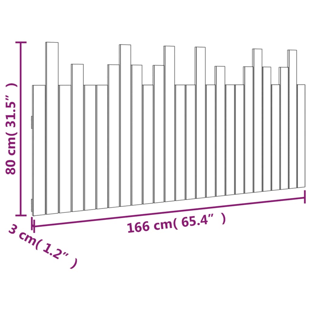 Tête de lit murale Noir 166x3x80 cm Bois massif de pin Têtes et pieds de lit vidaXL   