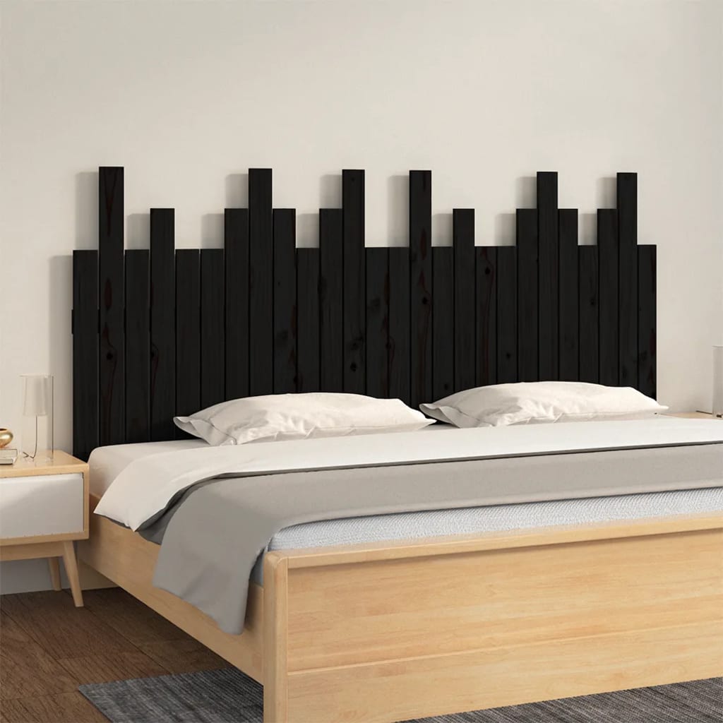 Tête de lit murale Noir 166x3x80 cm Bois massif de pin Têtes et pieds de lit vidaXL   