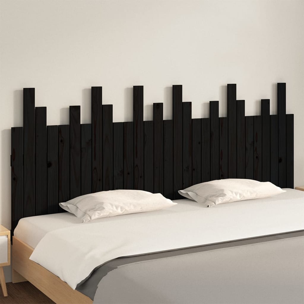 Tête de lit murale Noir 185x3x80 cm Bois massif de pin Têtes et pieds de lit vidaXL   