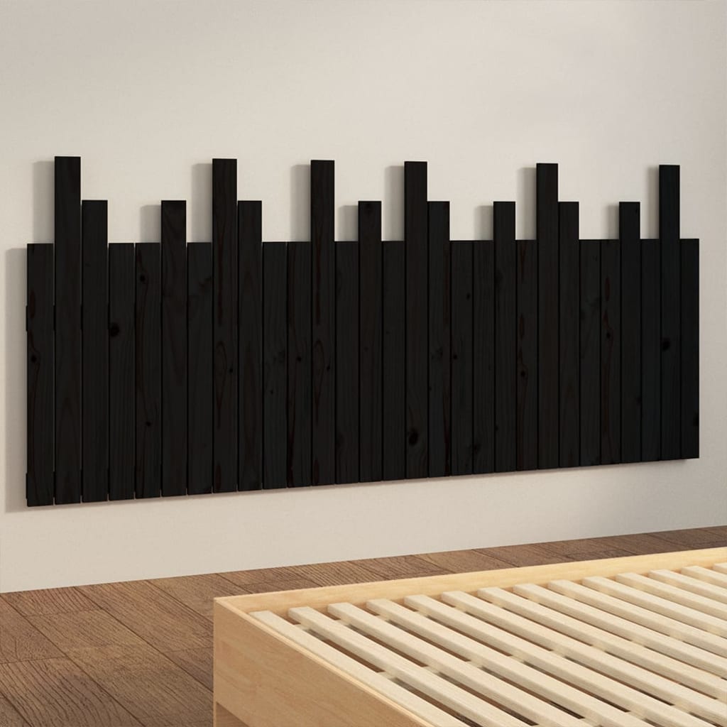 Tête de lit murale Noir 185x3x80 cm Bois massif de pin Têtes et pieds de lit vidaXL   