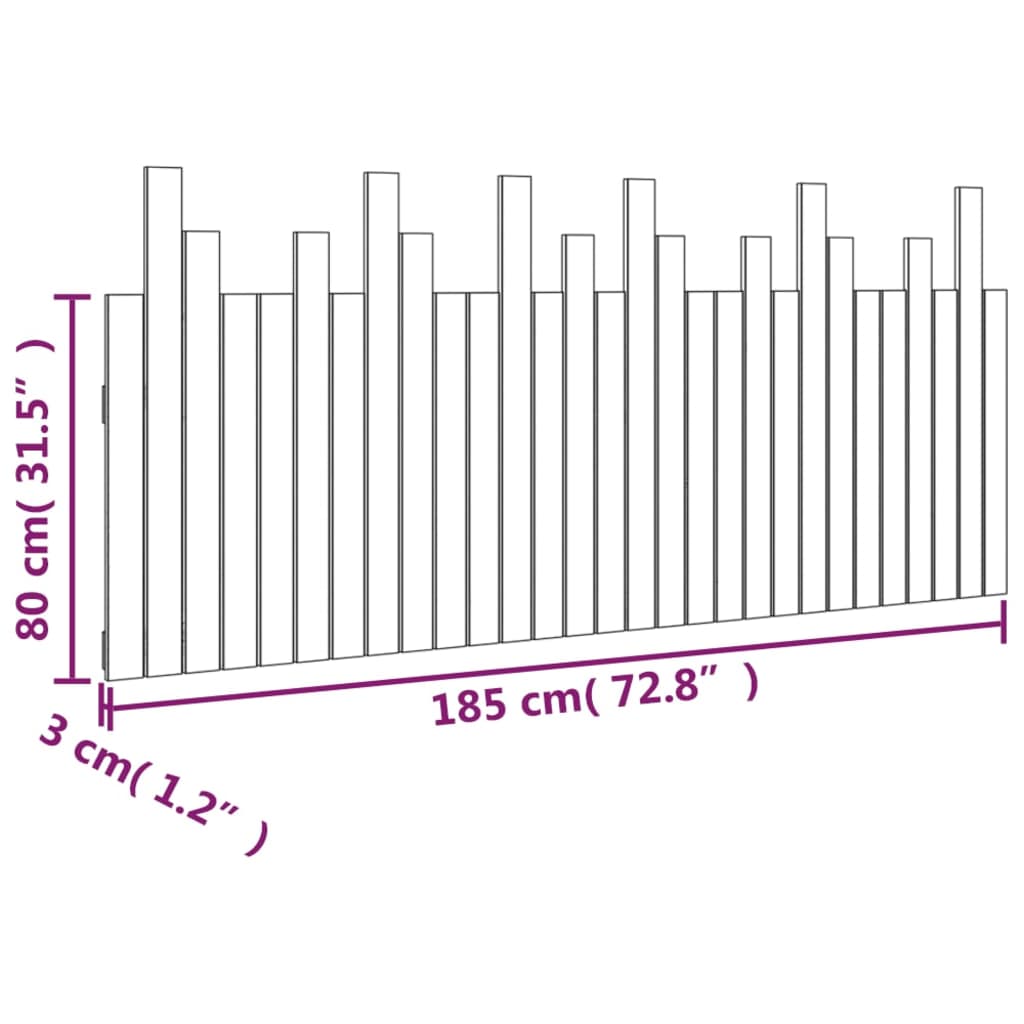 Tête de lit murale Noir 185x3x80 cm Bois massif de pin Têtes et pieds de lit vidaXL   