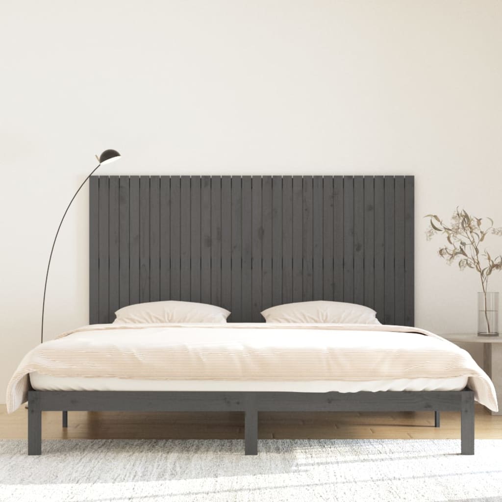 Tête de lit murale Gris 204x3x110 cm Bois massif de pin Têtes et pieds de lit vidaXL   