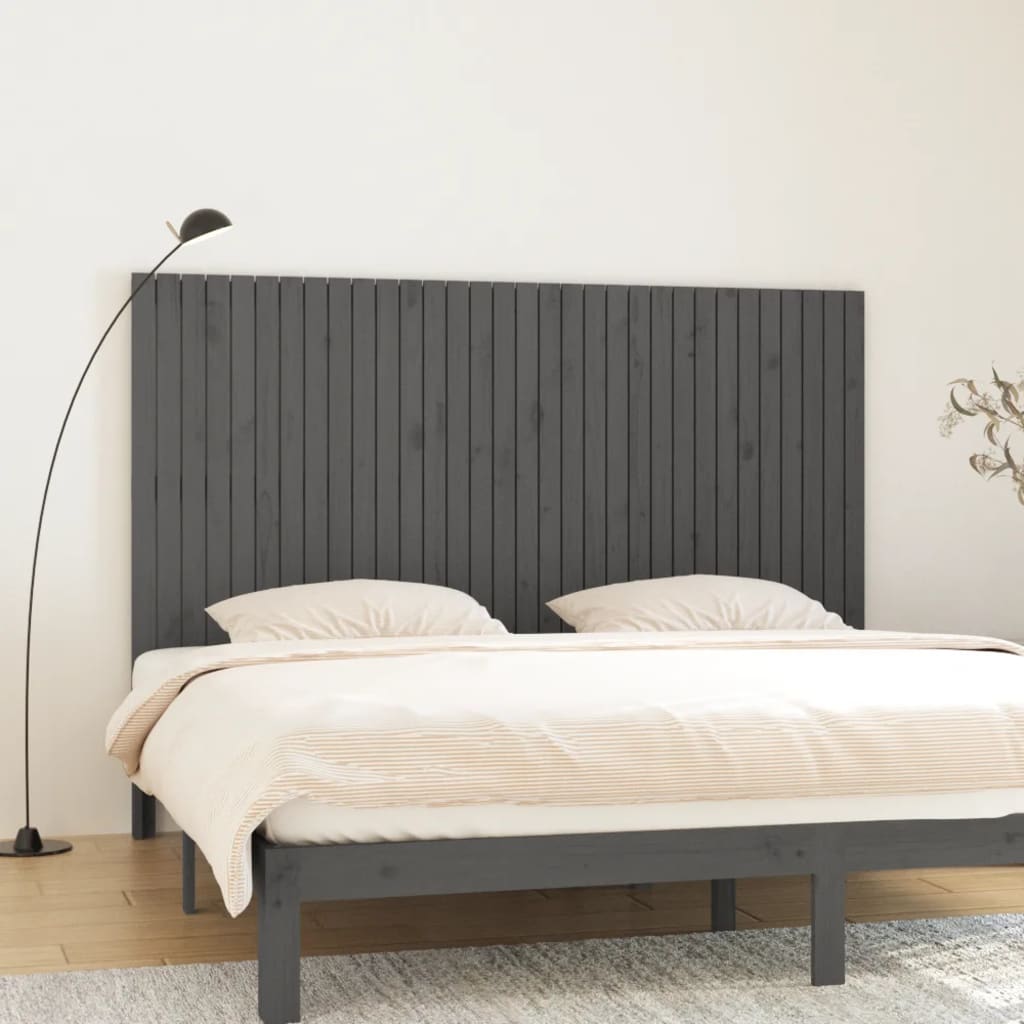 Tête de lit murale Gris 204x3x110 cm Bois massif de pin Têtes et pieds de lit vidaXL   