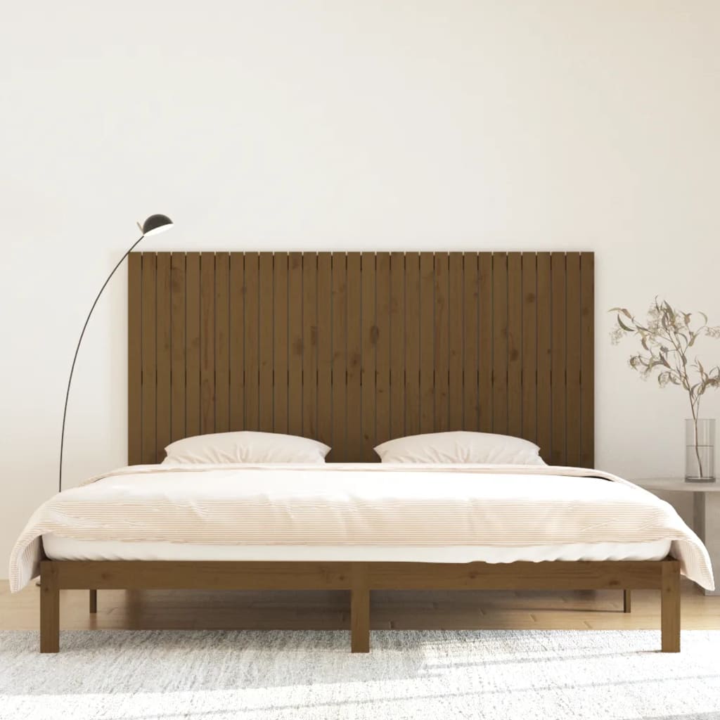 Tête de lit murale Marron miel 204x3x110 cm Bois massif de pin Têtes et pieds de lit vidaXL   