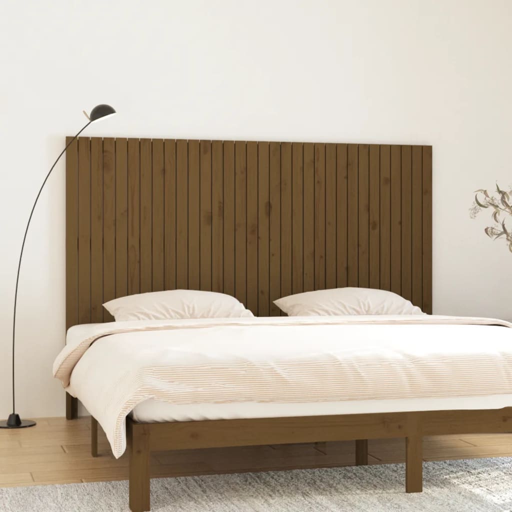 Tête de lit murale Marron miel 204x3x110 cm Bois massif de pin Têtes et pieds de lit vidaXL   