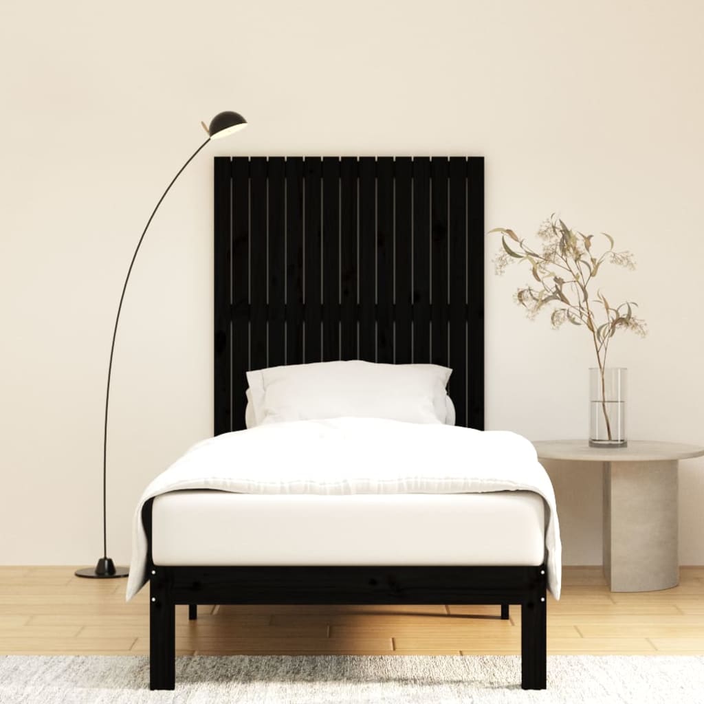 Tête de lit murale Noir 95,5x3x110 cm Bois massif de pin Têtes et pieds de lit vidaXL   