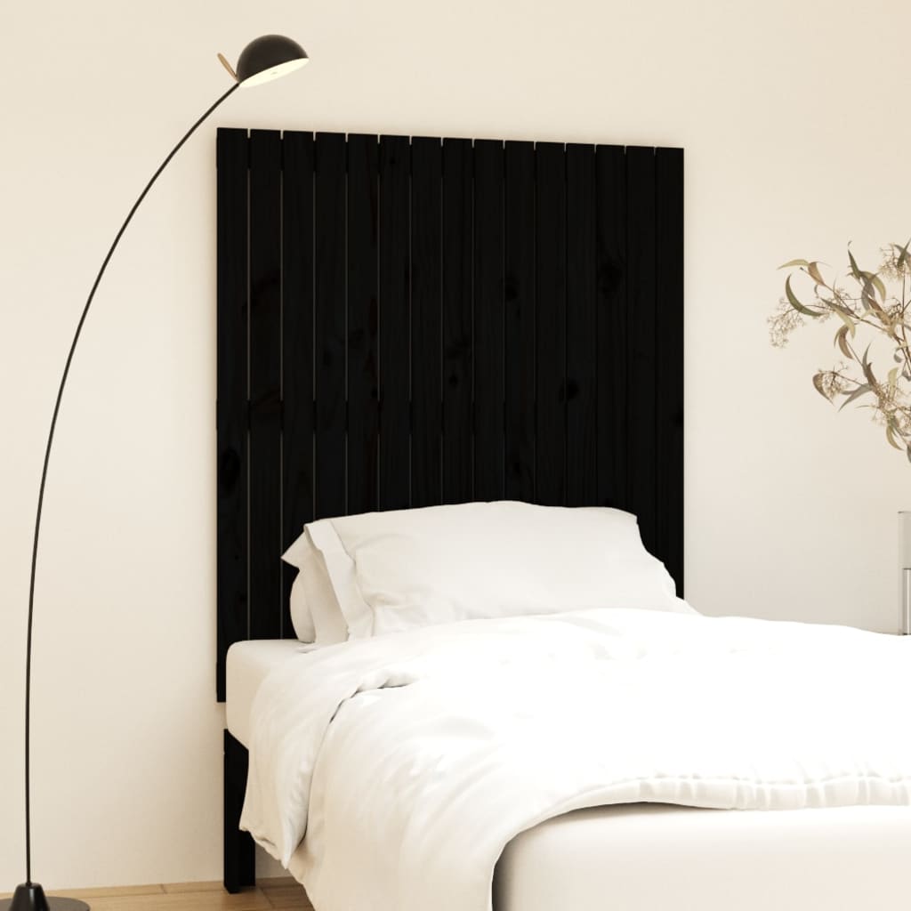 Tête de lit murale Noir 95,5x3x110 cm Bois massif de pin Têtes et pieds de lit vidaXL   