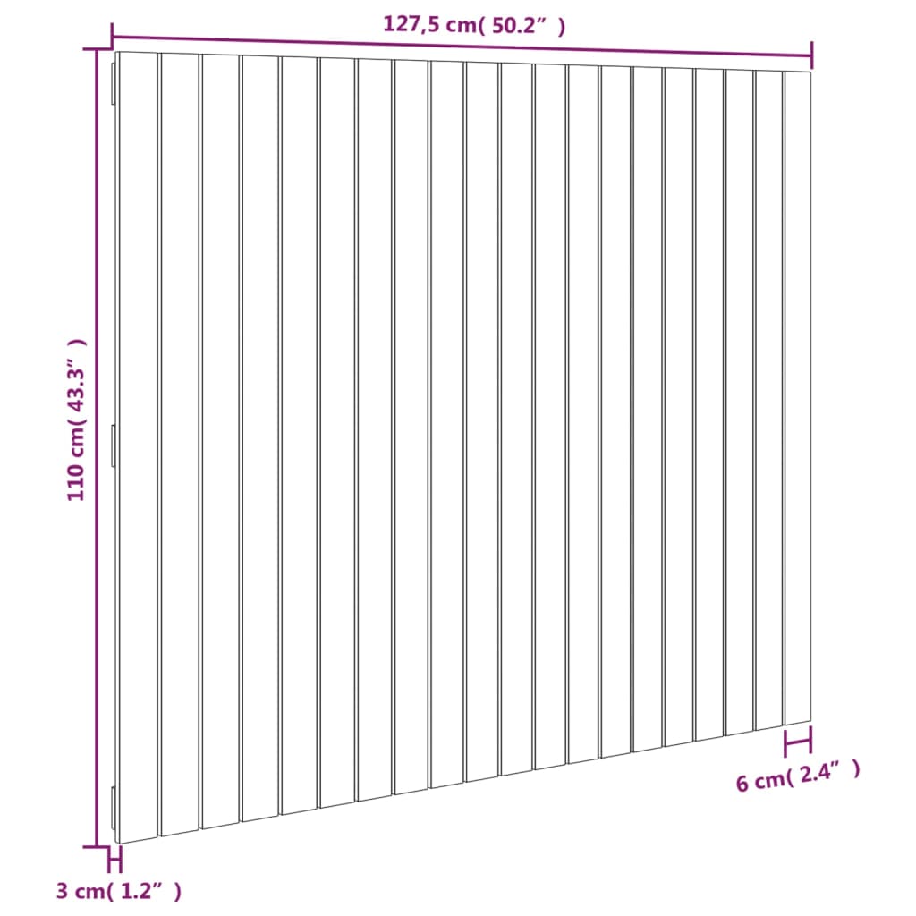 Tête de lit murale 127,5x3x110 cm Bois massif de pin Têtes et pieds de lit vidaXL   