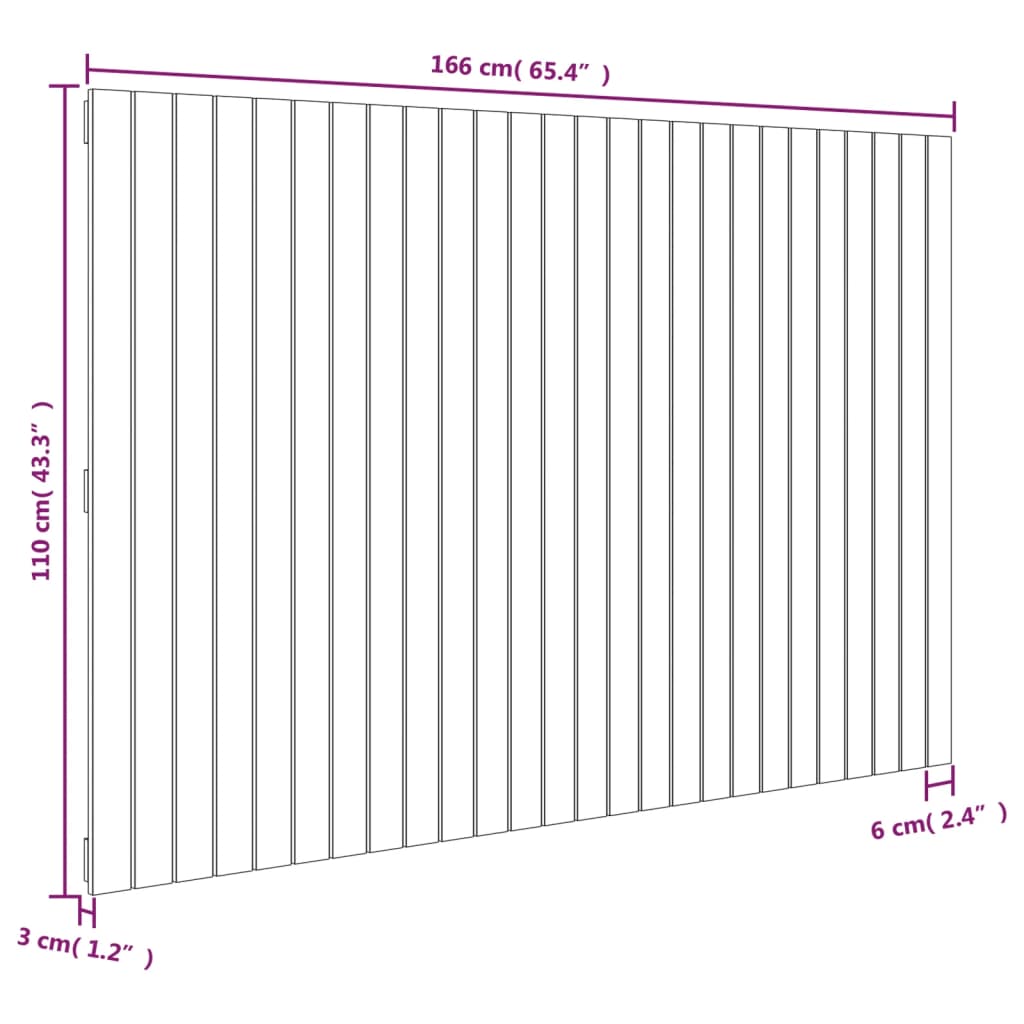 Tête de lit murale Blanc 166x3x110 cm Bois massif de pin Têtes et pieds de lit vidaXL   