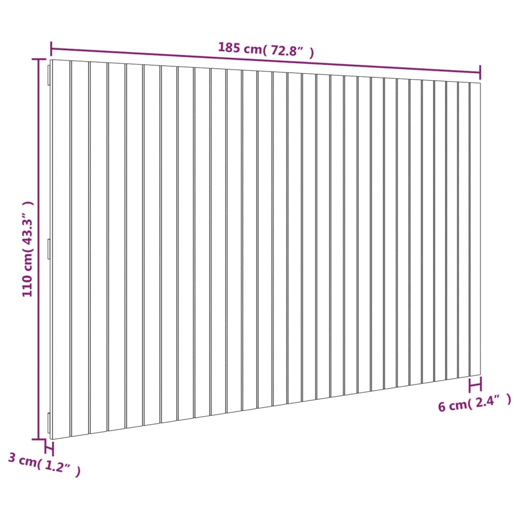 Tête de lit murale Blanc 185x3x110 cm Bois massif de pin Têtes et pieds de lit vidaXL   