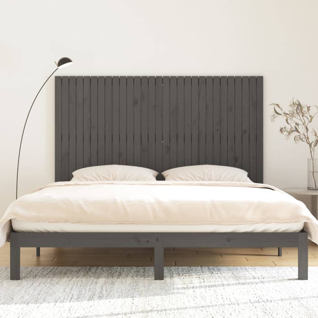 Tête de lit murale Gris 185x3x110 cm Bois massif de pin Têtes et pieds de lit vidaXL   