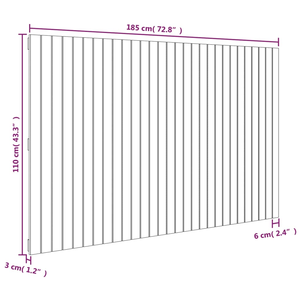 Tête de lit murale Gris 185x3x110 cm Bois massif de pin Têtes et pieds de lit vidaXL   