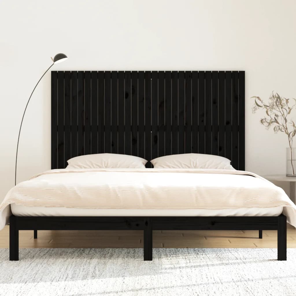 Tête de lit murale Noir 185x3x110 cm Bois massif de pin Têtes et pieds de lit vidaXL   