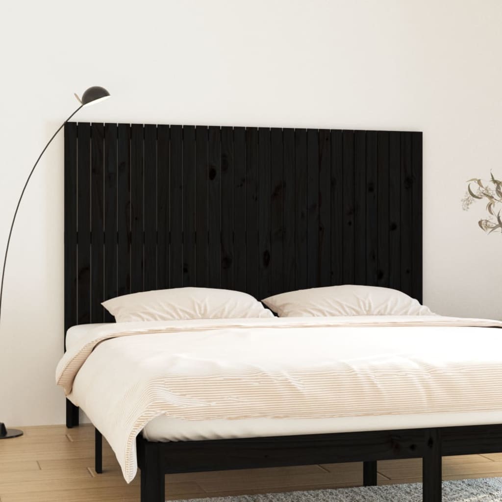 Tête de lit murale Noir 185x3x110 cm Bois massif de pin Têtes et pieds de lit vidaXL   