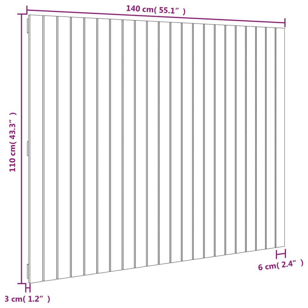 Tête de lit murale Blanc 140x3x110 cm Bois massif de pin Têtes et pieds de lit vidaXL   