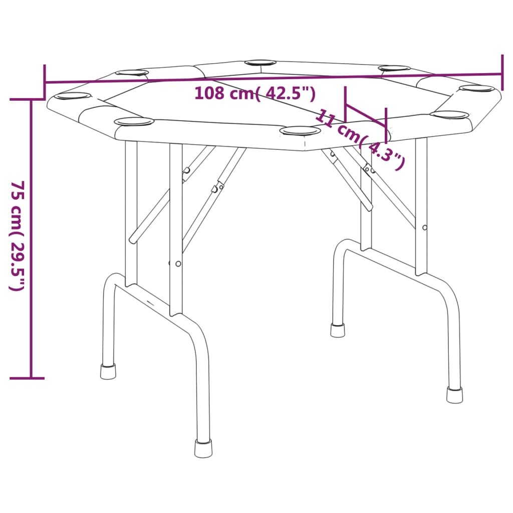 Table de poker pliable 8 joueurs Vert 108x108x75 cm Tables de poker & de jeux vidaXL   