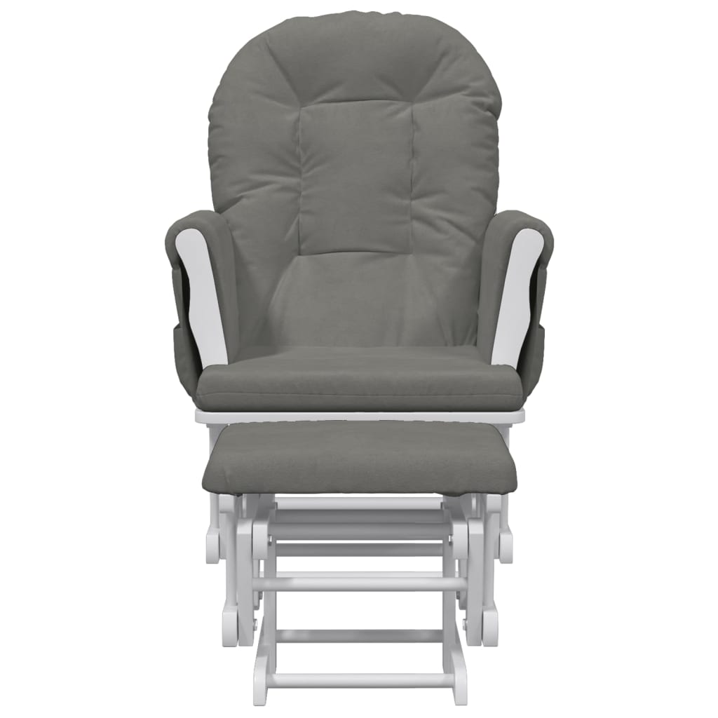 Chaise berçante avec repose-pied Gris foncé Tissu Fauteuils à bascule vidaXL   