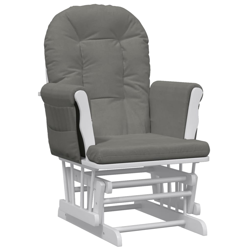 Chaise berçante avec repose-pied Gris foncé Tissu Fauteuils à bascule vidaXL   