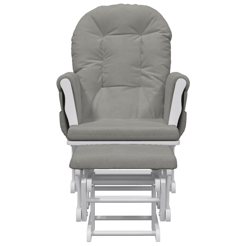 Chaise berçante avec repose-pied Gris clair Tissu Fauteuils à bascule vidaXL   