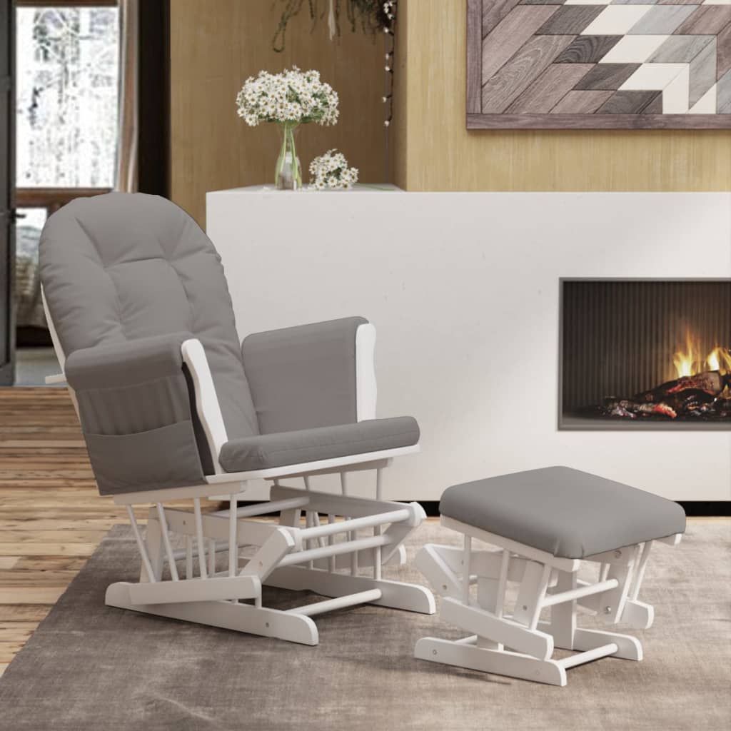 Chaise berçante avec repose-pied Gris clair Tissu Fauteuils à bascule vidaXL   