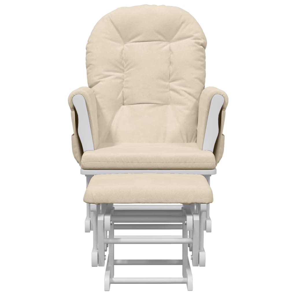 Chaise berçante avec repose-pied Blanc crème Tissu Fauteuils à bascule vidaXL   