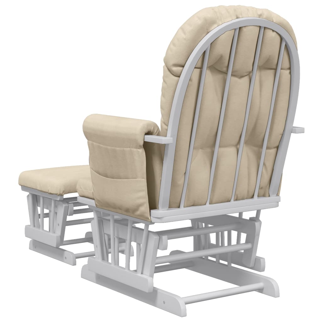 Chaise berçante avec repose-pied Blanc crème Tissu Fauteuils à bascule vidaXL   