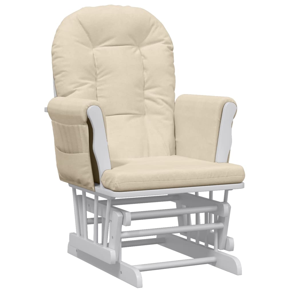 Chaise berçante avec repose-pied Blanc crème Tissu Fauteuils à bascule vidaXL   