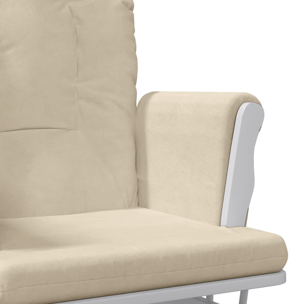 Chaise berçante avec repose-pied Blanc crème Tissu Fauteuils à bascule vidaXL   