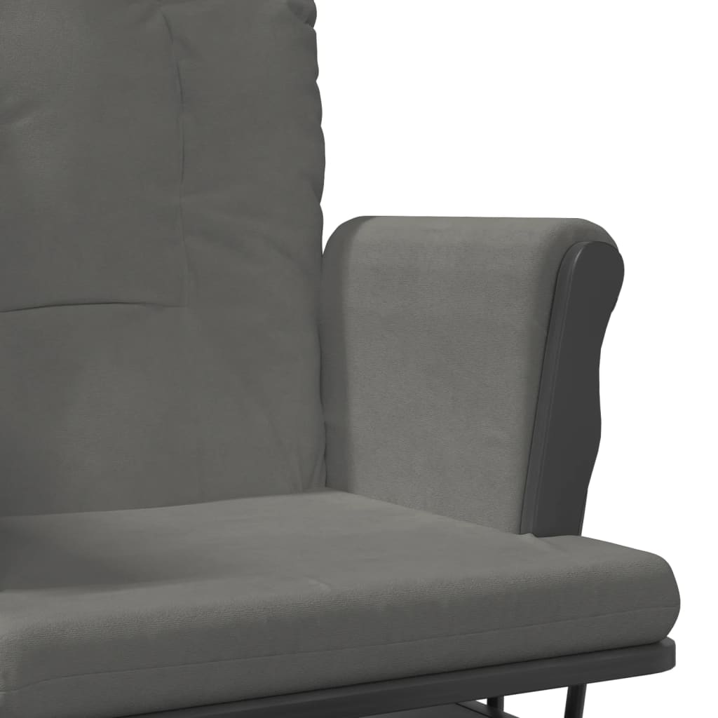 Chaise berçante avec repose-pied Gris foncé Tissu Fauteuils à bascule vidaXL   