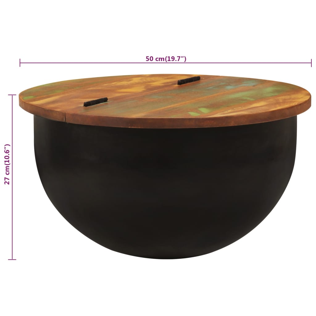 Table basse noir 50x27 cm bois de récupération massif Tables basses vidaXL   