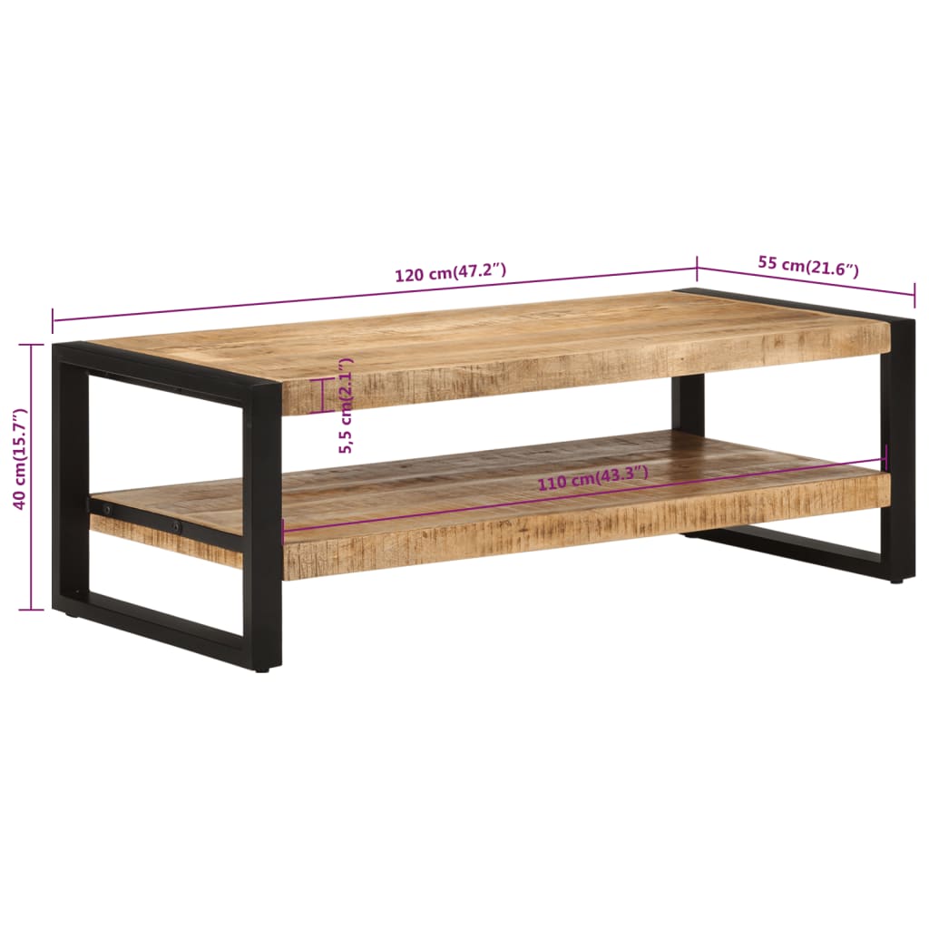 Table basse 120x55x40 cm Bois de manguier massif Tables basses vidaXL   