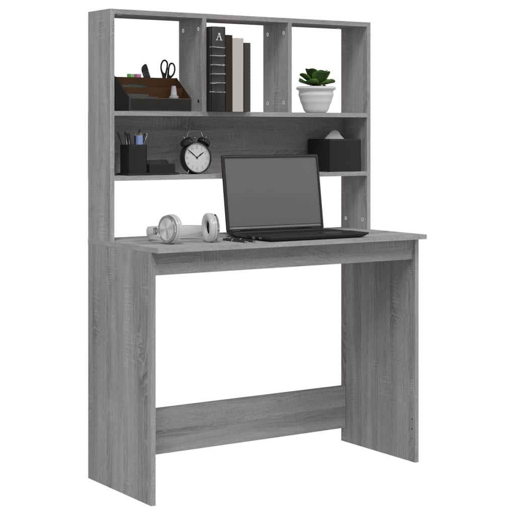 Bureau avec étagères Sonoma gris 102x45x148cm Bois d'ingénierie Bureaux vidaXL