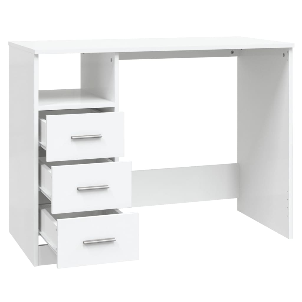 Bureau avec tiroirs Blanc 102x50x76 cm Bois d'ingénierie Bureaux vidaXL   