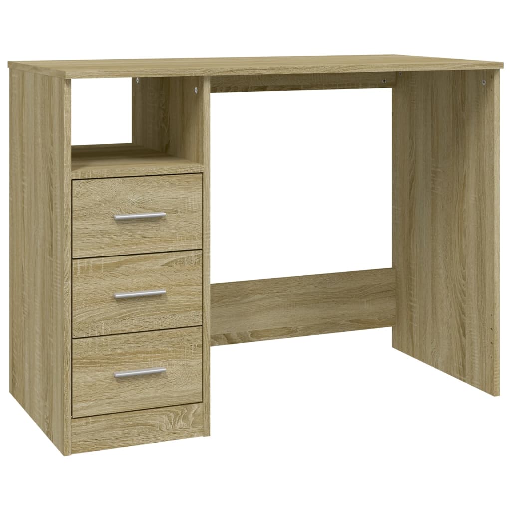 Bureau avec tiroirs Chêne sonoma 102x50x76 cm Bois d'ingénierie