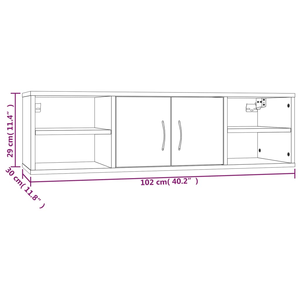 Étagère murale Sonoma gris 102x30x29 cm Bois ingénierie Étagères murales & corniches vidaXL