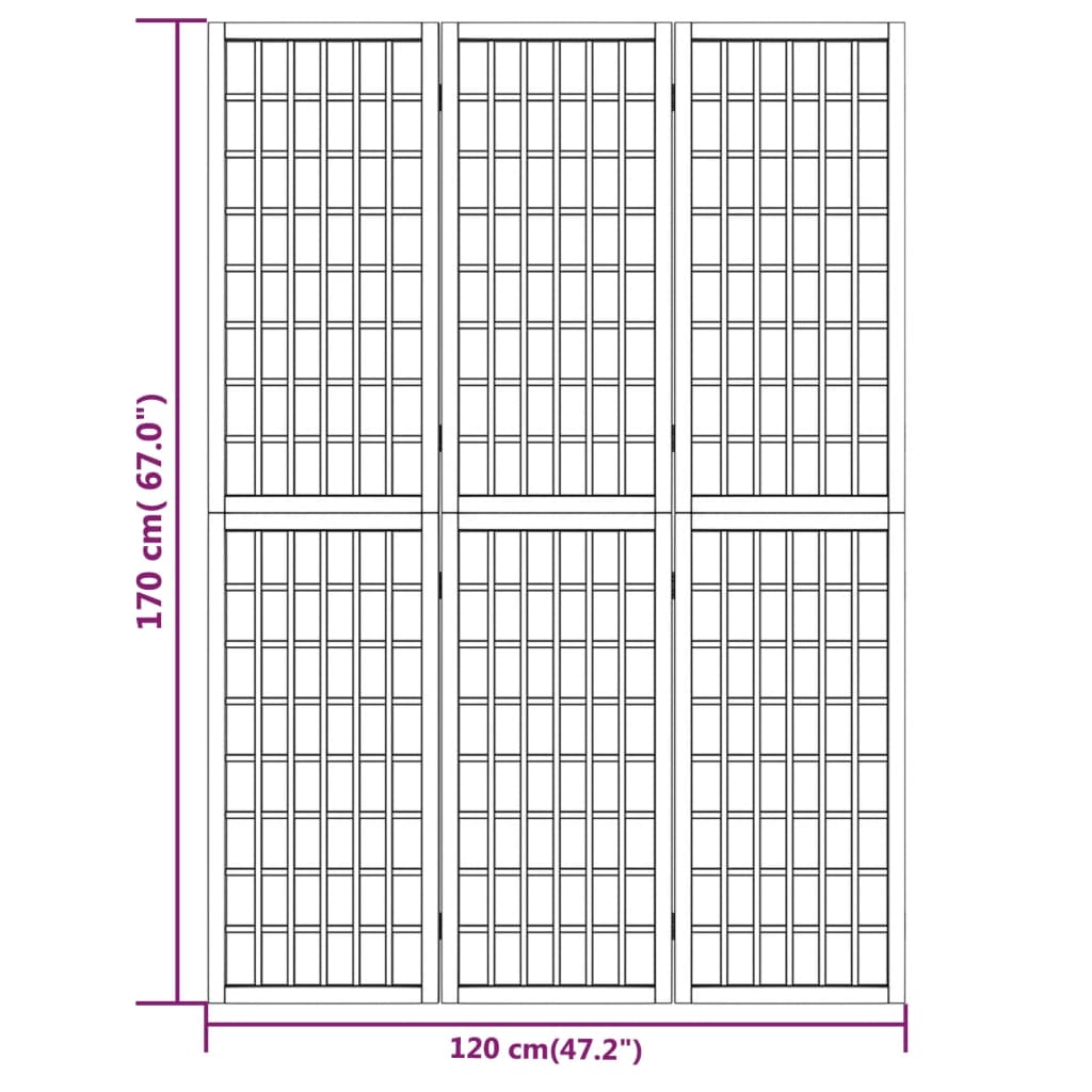 Cloison de séparation pliable 3 panneaux 120x170 cm Séparateurs de pièces vidaXL