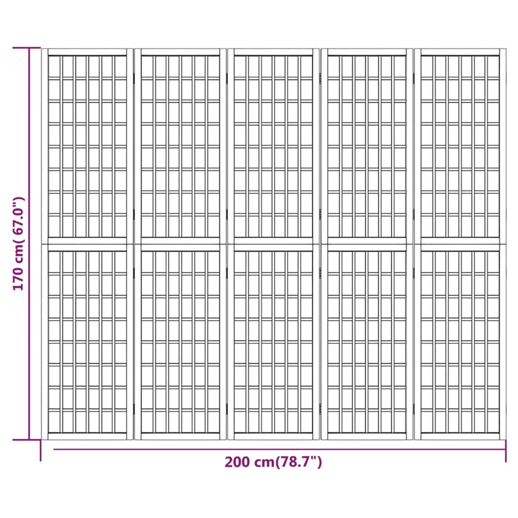 Cloison de séparation pliable 5 panneaux 200x170 cm Séparateurs de pièces vidaXL