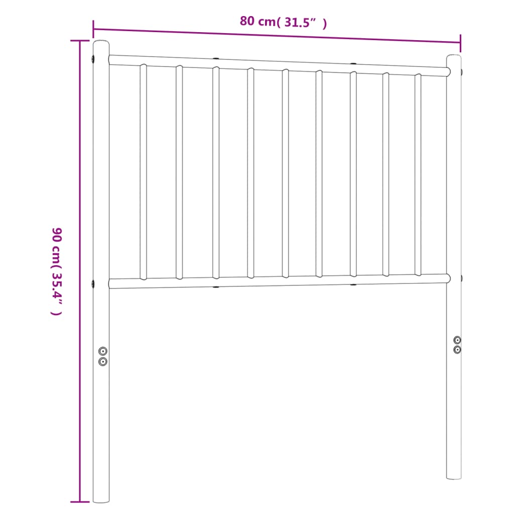 Tête de lit métal noir 75 cm Têtes et pieds de lit vidaXL   