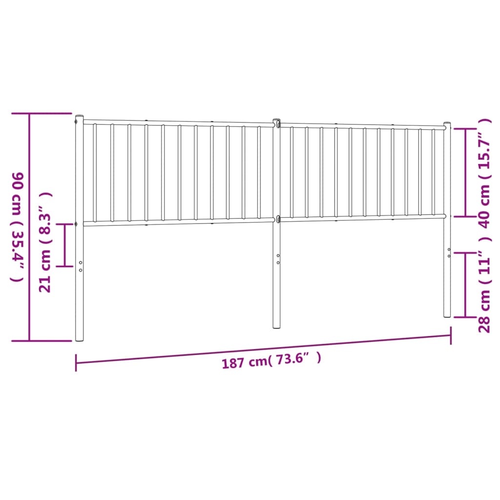 Tête de lit métal noir 180 cm Têtes et pieds de lit vidaXL   