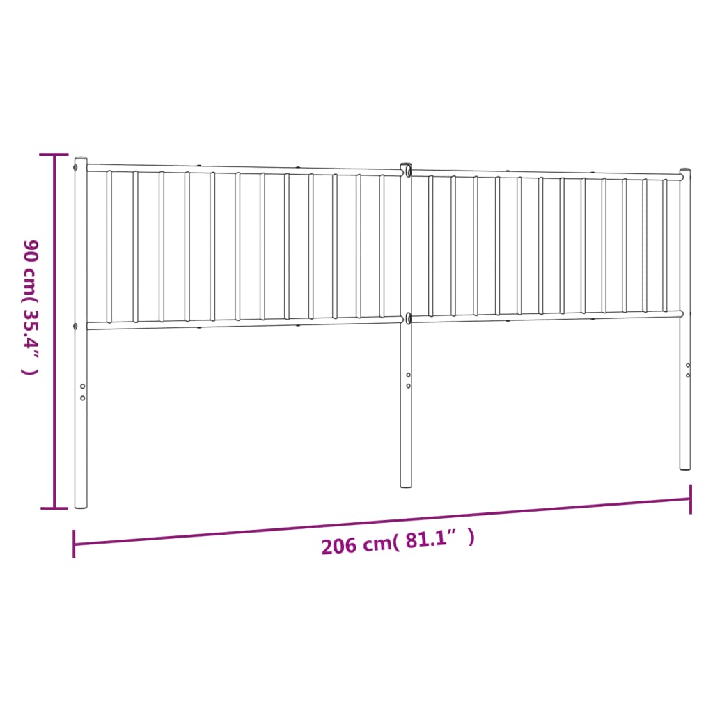 Tête de lit métal noir 200 cm Têtes et pieds de lit vidaXL   