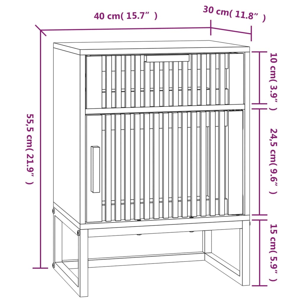 Table de chevet 40x30x55,5 cm bois d’ingénierie et fer Tables de chevet vidaXL   