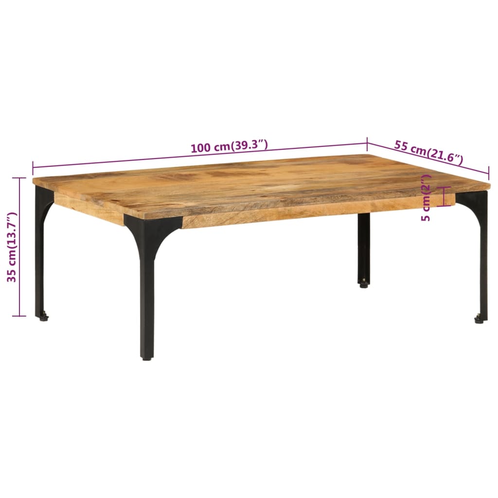 Table basse 100x55x35 cm bois de manguier massif Tables basses vidaXL   