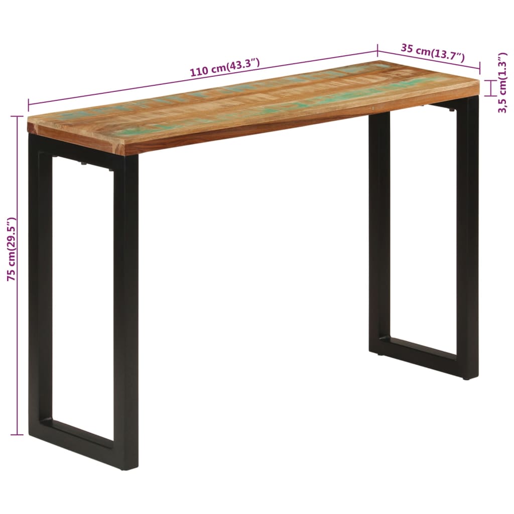 Table console 110x35x75 cm bois massif de récupération Tables d'appoint vidaXL